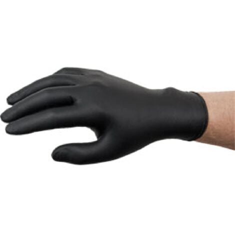 Gant jetable nitrile non poudré noir - Boîte de 100