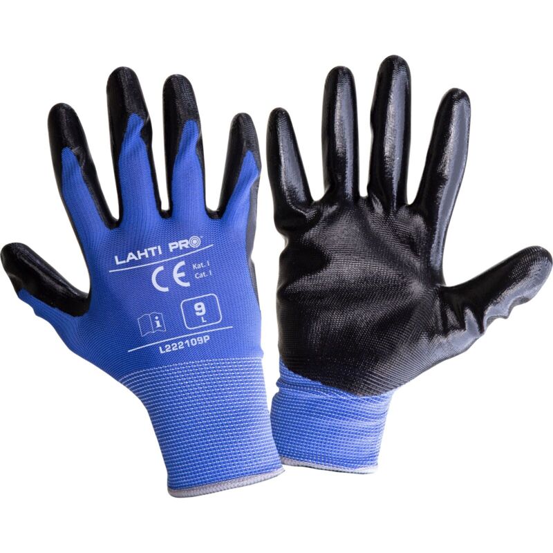 Jardibricodeco - Gants Nitrile Marine-noir L222109p, 12paires, '9', Ce, Lahti
