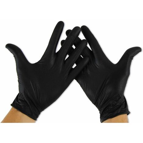 Gants nitrile noir taille XL (x1 boîte de 100 unités), gants jetables non poudrés, gants noirs sans latex, gants jetables nitrile XL, gants nitrile noir (SANS LATEX)