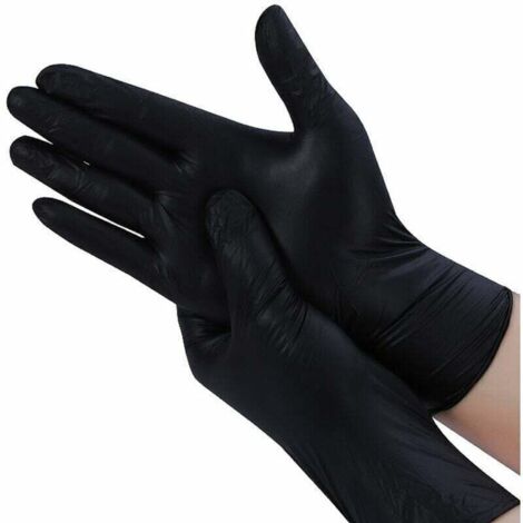 Gants nitrile taille M (100 unités), Gants nitrile jetables, Gants nitrile noirs, Gants jetables noirs, Gants nitrile (taille S, SANS LATEX)