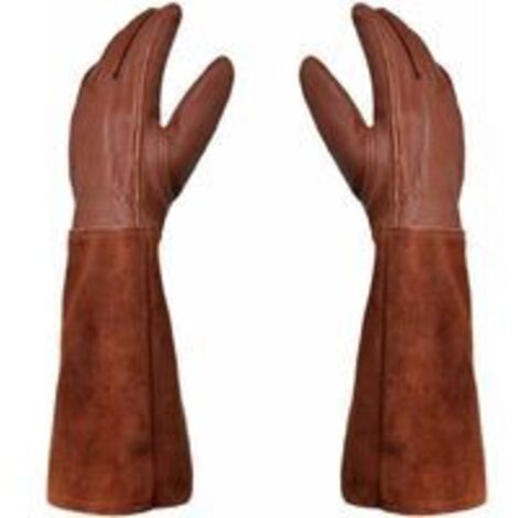 Gants - Paire de Gants de Jardinage - Protection Cuir - Gants de Jardinage pour les Épines et Ronces et Gants de Travail--Marron--M