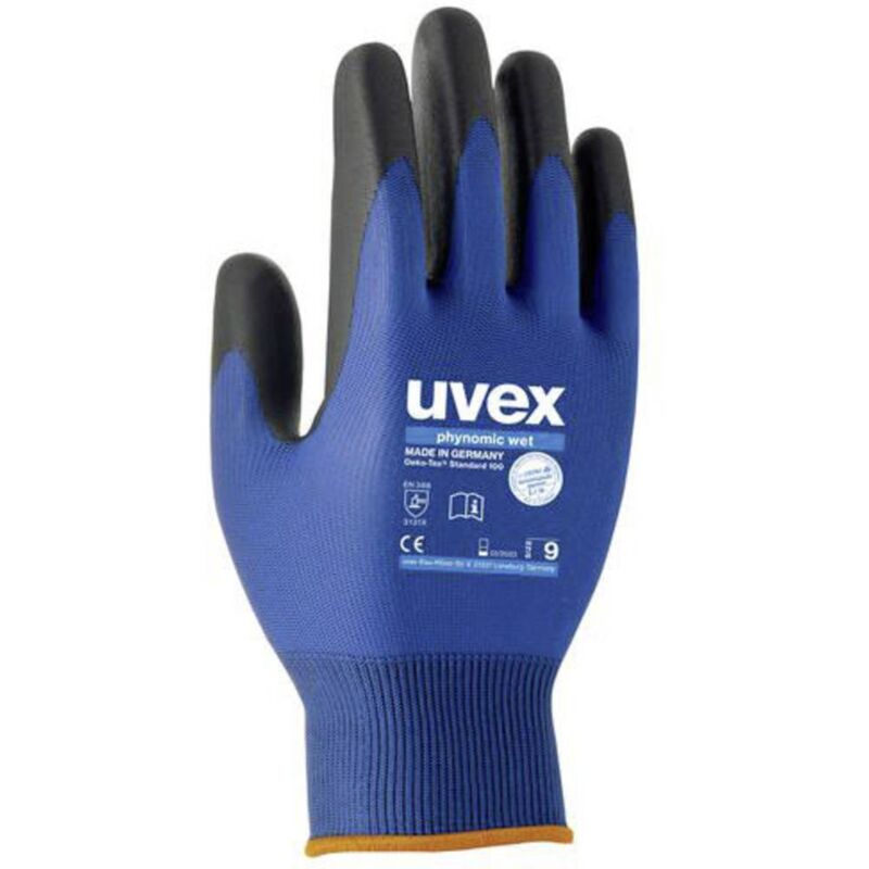 Gants de manutention Uvex taille 9, Résistance à l'abrasion, Bleu, gris ( Prix pour 1 paire )