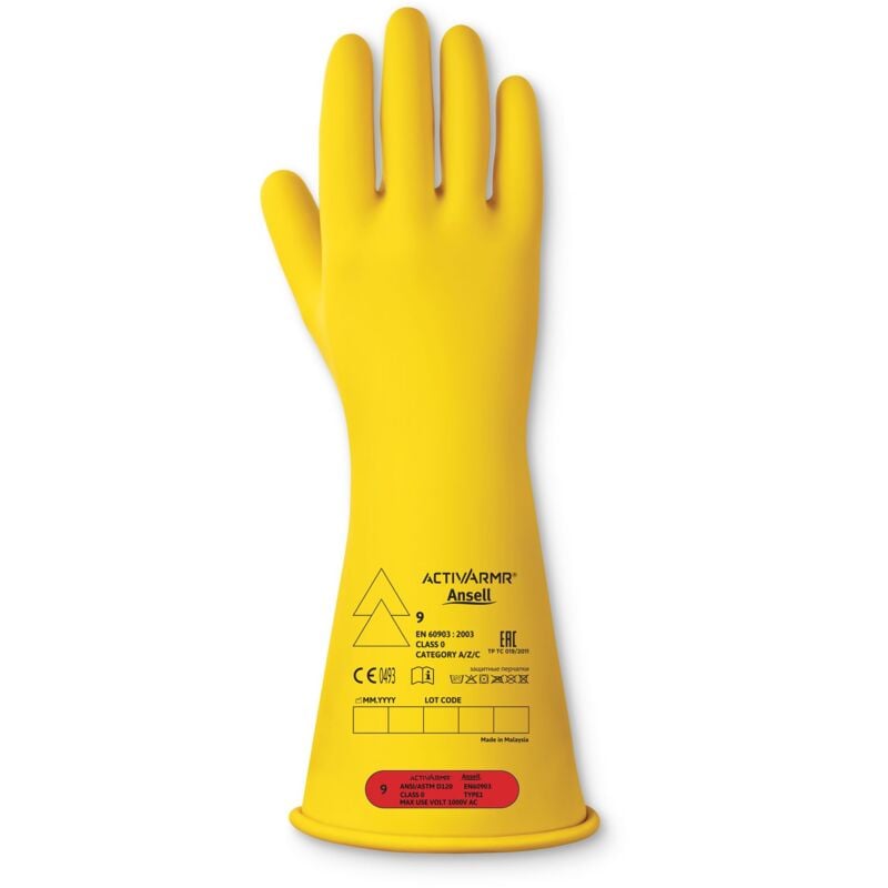 Gants pour électriciens isolés Ansell ActivArmr RIG014BY taille 10, Sécurité électrique, 1 Paire, Jaune ( Prix pour 1 paire )