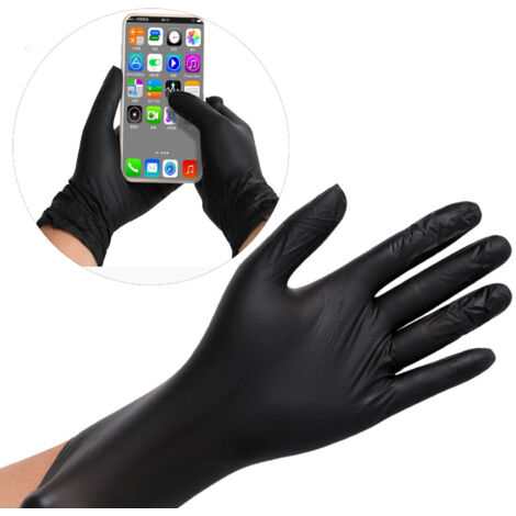 Gants PVC Alimentaires Professionnels - 100 PCS Hautement Élastiques, Noir L, pour Cuisine et Nettoyage