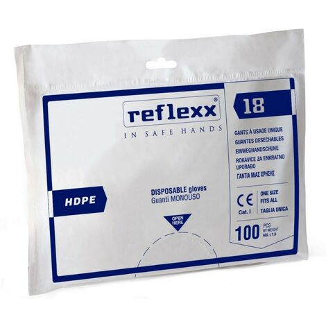 Gants Reflexx R18 100 en polyA thylA ne haute densitA  PEHD ambidextre jetable sans poudre, taille unique