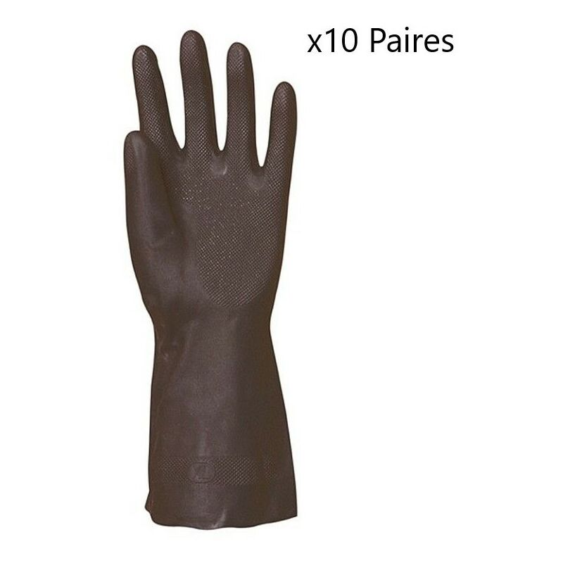 Paquet 10 Paires de Gants Néoprène Eurotechnique Eurochem Résistant aux Produits Chimiques Taille 11 Noir - 5311