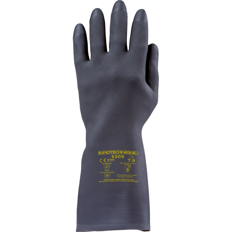 Lot de 10 - Gants néoprène noir flocké 5300 Taille 8