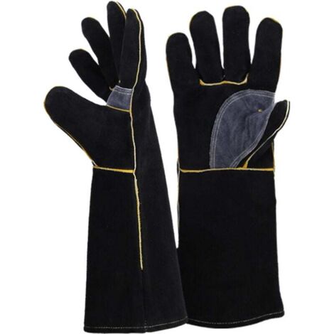 Gants résistants au feu et à la chaleur extrêmes, cuir avec coutures en kevlar, parfaits pour cheminée, poêle, four, grill, soudage, barbecue, mig, support à marmite, traitement des animaux(14 pouces)