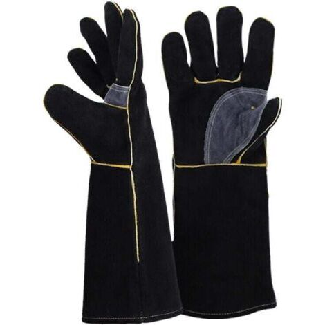 Gants résistants au feu et à la chaleur extrêmes, cuir avec coutures en kevlar, parfaits pour cheminée, poêle, four, grill, soudage, barbecue, mig, support à marmite, traitement des animaux(14 pouces)