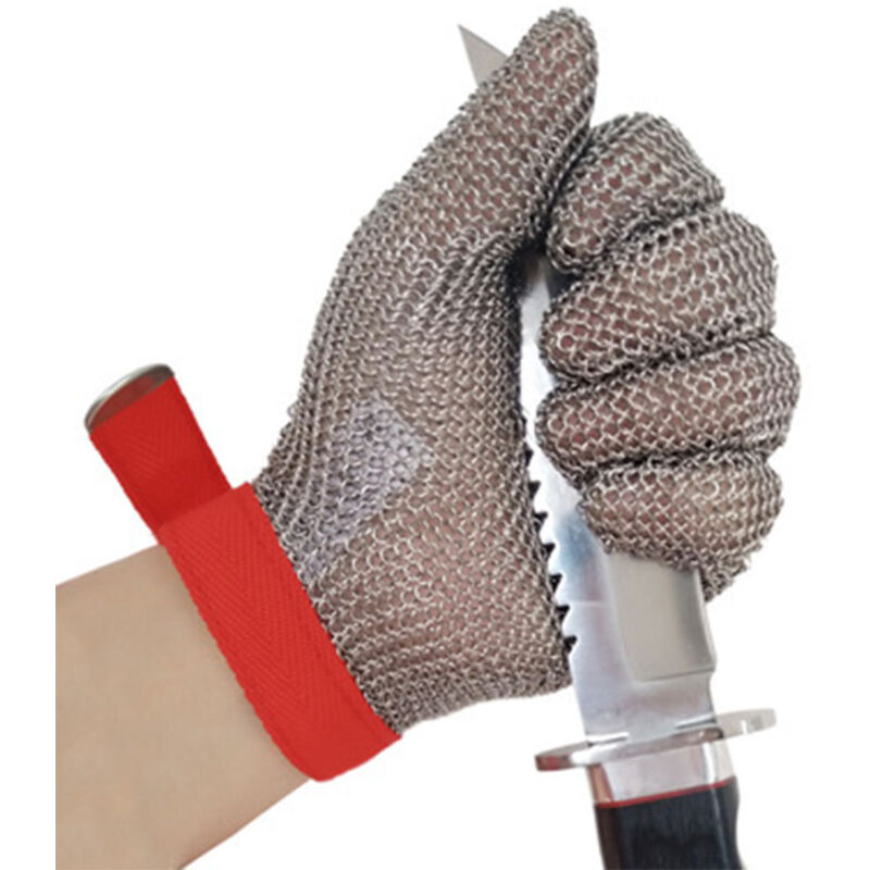Gants résistants aux coupures - Ambidextres, de qualité alimentaire, en acier inoxydable, treillis métallique, niveau de sécurité 5, gant de travail