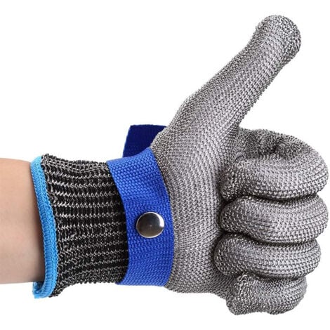 BAZYWTYH Gants Résistants Aux Coupures En Acier Inoxydable Gant De Travail De Sécurité Niveau 5 Protection (S)