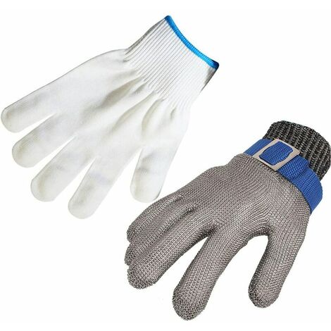 Gants résistants aux coupures Gants de boucher en acier inoxydable 316L Protection de niveau 5 Gant de travail XL(Un gant)