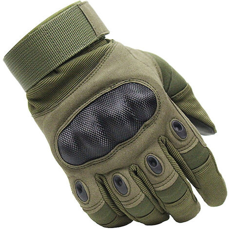 Gants Tactiques Protection en Caoutchouc Souple écran Tactile Gants De Moto Gants Doigts Complets pour Conduire Airsoft Combat Militaire,Vert Militaire,M