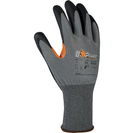 Gants travail U-Power Atlas en nylon HPPE résistant aux coupures C gris 7/S