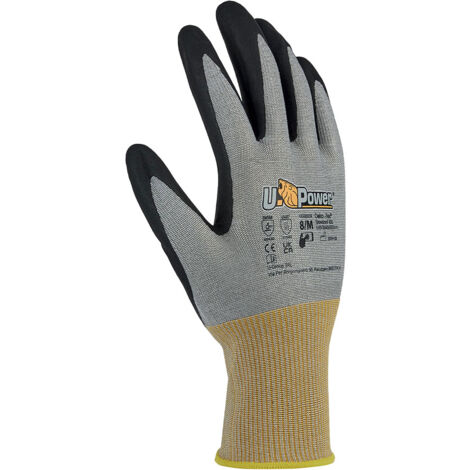 Gants travail U-Power Polka en nylon et élasthanne résistant coupures D gris 7/S