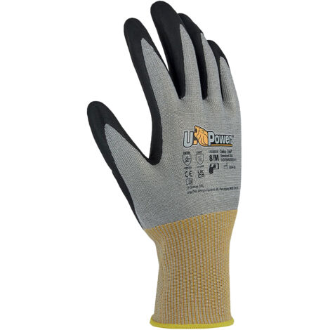 Gants travail U-Power Polka en nylon résistant coupures D gris 10/XL