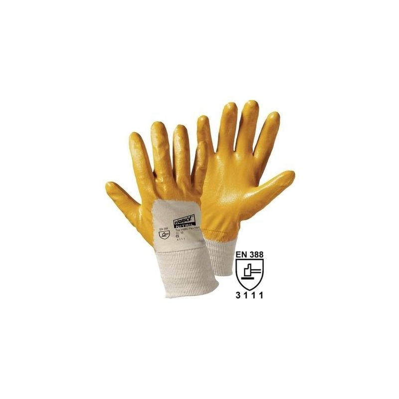 Gants tricot coton worky 1496C coton avec revêtement en caoutchouc nitrile taille 7