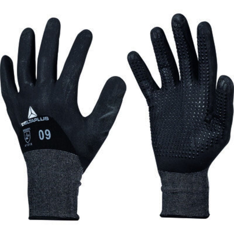 Gants de manutention Delta Plus VE725NO taille 9, Imperméable, 12 Paires, Noir ( Prix pour Paquet de 12 Paires )