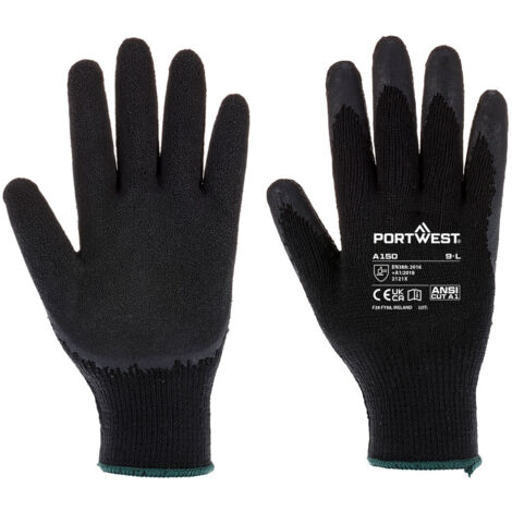 Gants tricoté enduit Latex Classique Noir L - Taille 9
