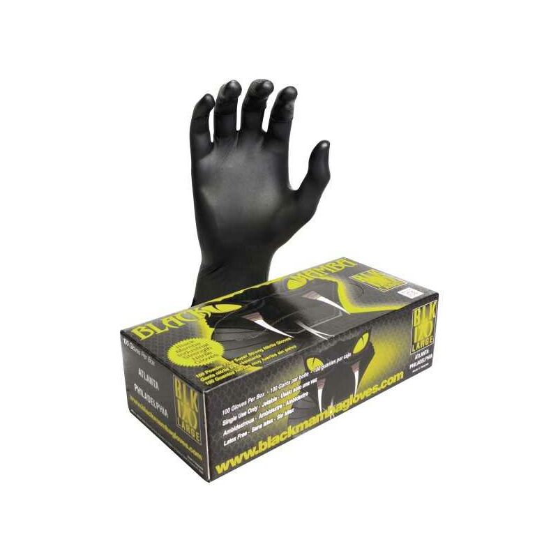 Blackmamba - Boîte de 100 gants jetables nitrile noir l