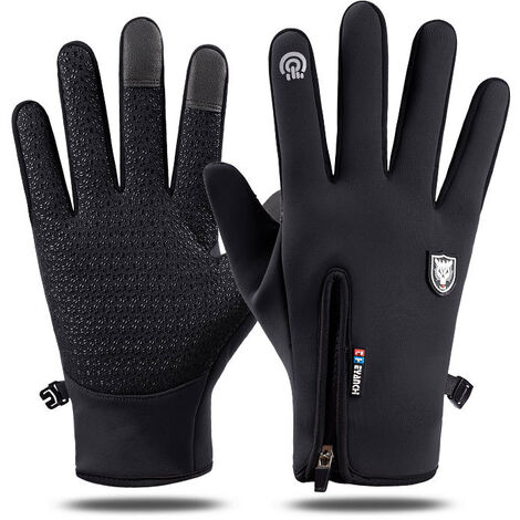 Gants Velo Hiver,Gants Tactile Smartphone AntidéRapants Coupe Vent,Gants Thermique pour Sports Course Conduite Escalade RandonnéE（L）