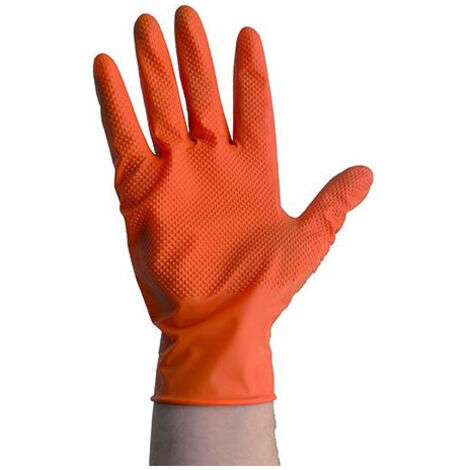 Gants Vigor en nitrile orange, jetables, 50 pièces, taille L