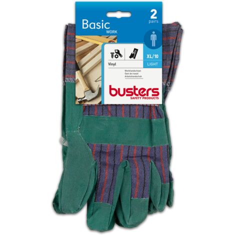 Gants vinyle / coton vert / bleu Buters M10 - 2 paires