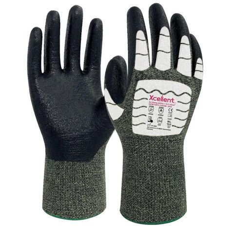 Gants X-007 Jauge 13 chaleur et anticoupure D vert taille 9- sachet de 6 paires - XCELLENT