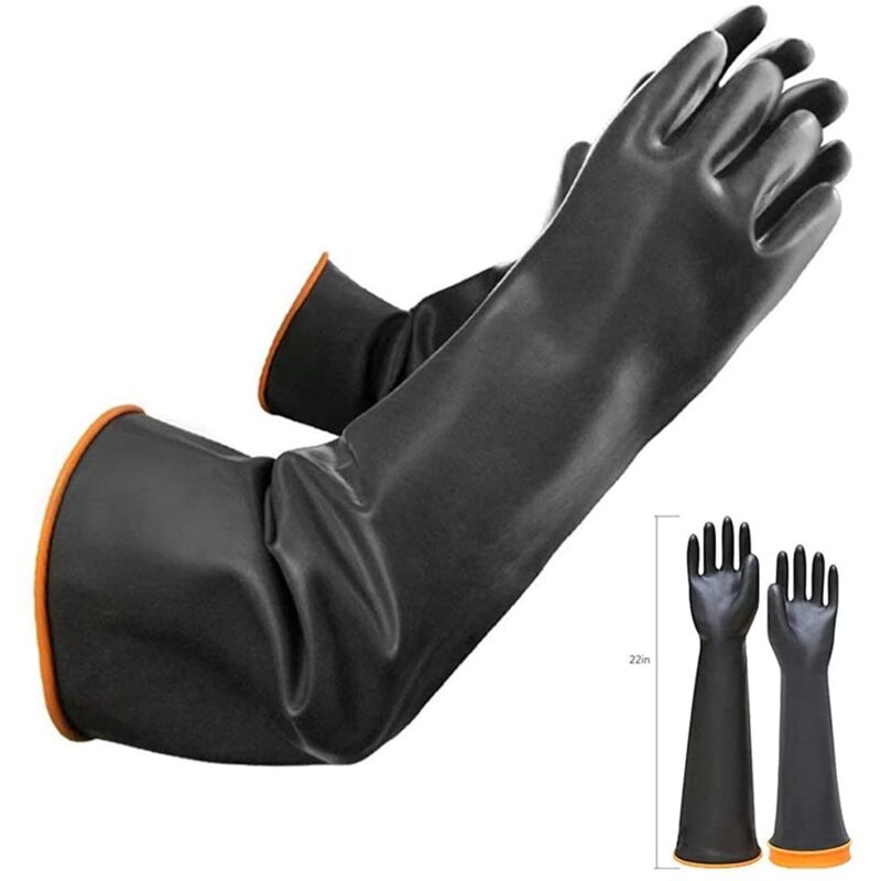 Paire de gants résistants aux produits chimiques - Longs en caoutchouc - Sécurité en latex imperméable - Résistants à l'acide fort, aux alcalins et à