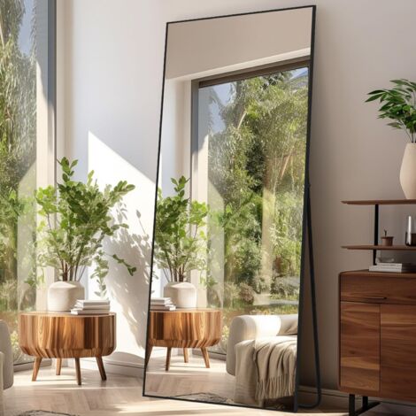 LUNAMIRROR 179 x 65 cm, großer Stand- und Wandspiegel, für Schlafzimmer, Wohnzimmer, Flur & Eingangsbereich, schwarz