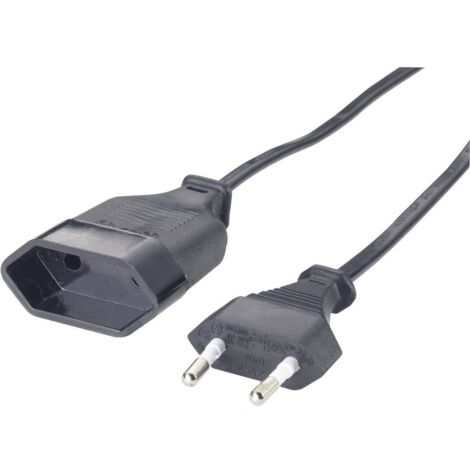 GAO 145605092 Alimentazione Prolunga Nero 2.00 m H03VVH2-F 2X 0,75 mm²