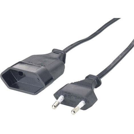 GAO 145605092 Strom Verlängerungskabel   Schwarz 2.00 m H03VVH2-F 2X 0,75 mm²