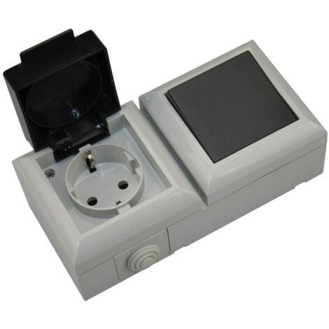 EVERFLOURISH GAO Business Line Feuchtraum Kombination Schalter Steckdose Aufputz IP54 horizontal