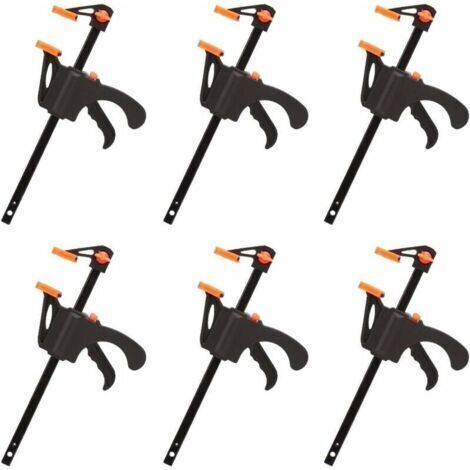 Gap Ensemble de 6 pinces en F, pinces pour un serrage rapide et facile, travail du bois, outils à main (4 pouces)