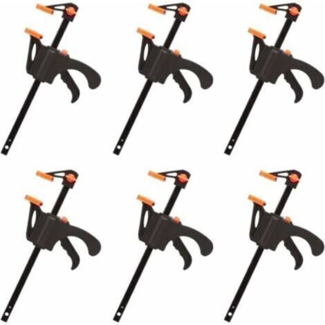 Gap Ensemble de 6 pinces en F, pinces pour un serrage rapide et facile, travail du bois, outils à main (4 pouces)