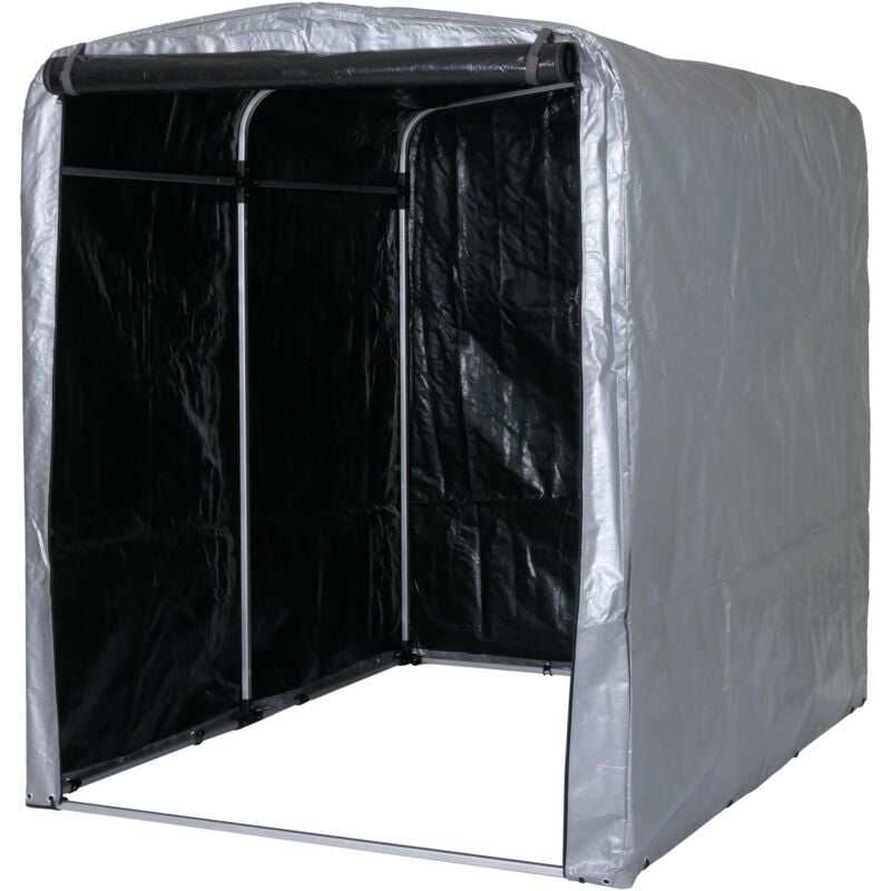 HHG - Garage à vélos 449, garage en film plastique Garage de rangement Tente de garage, alu protection uv imperméable, 201x157x201cm, argent