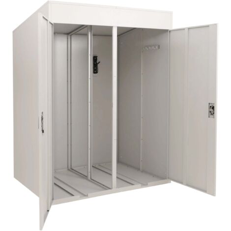 Garage à vélos pour 2 vélos abri vélo verrouillable en métal avec supports muraux 213x158x125 cm gris clair 040009044