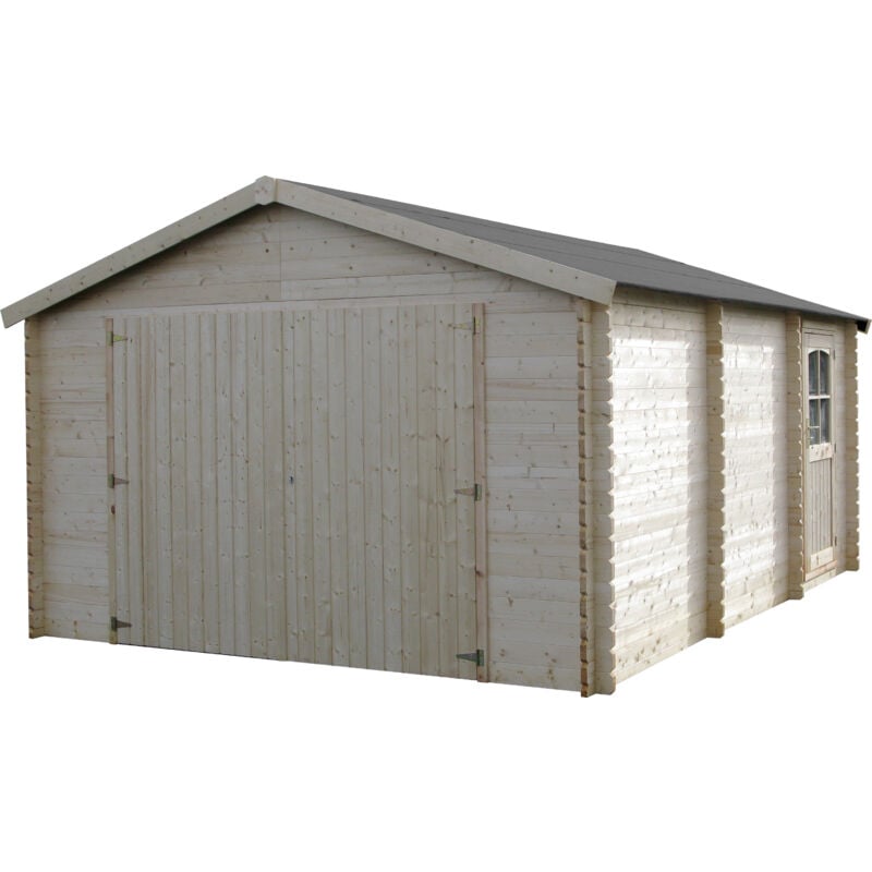 Décor Et Jardin - Garage bois garodeal 386x519cm - Surface utile : 17,75m² - Épaisseur : 34 mm - Couleur : Naturel