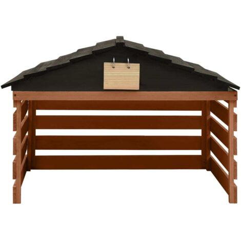 Garage de tondeuse à gazon Noir et marron 78x74x54cm Sapin CFW31799