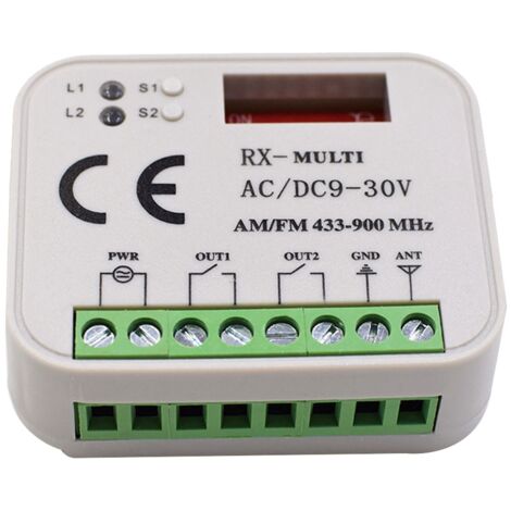 TLILY Garage Door Remote Control Receiver 2Channel Controller Switch for 433 868 MHz Transmitter RX Multi Frequency 433-900MHZ