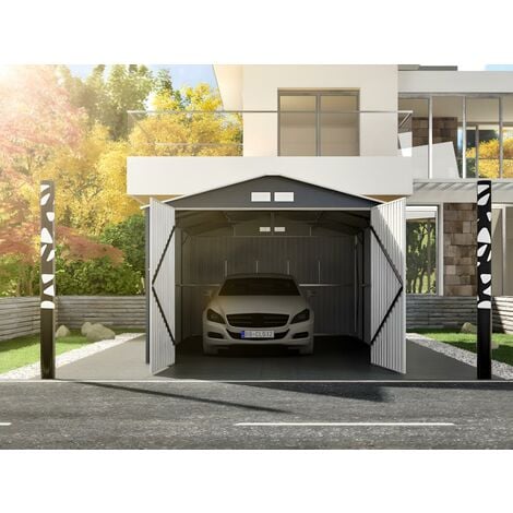 Garage en acier galvanisé NERON gris - 18,7 m² - Gris anthracite