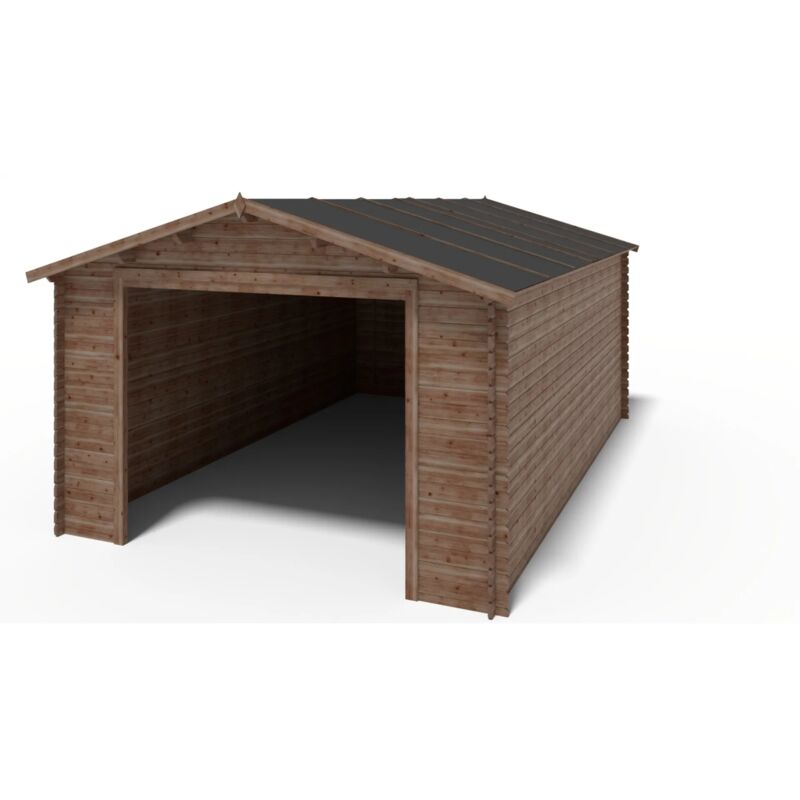 Altanka - Garage en bois - 24m2 - 4x6m - imprégné - Ep. 28mm - couleur: marron