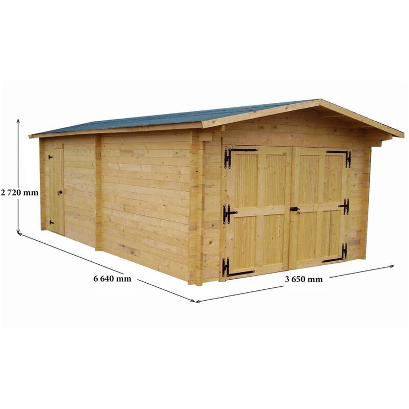 Garage madriers massifs 42 mm bi-chromatées - Habrita - ve3562