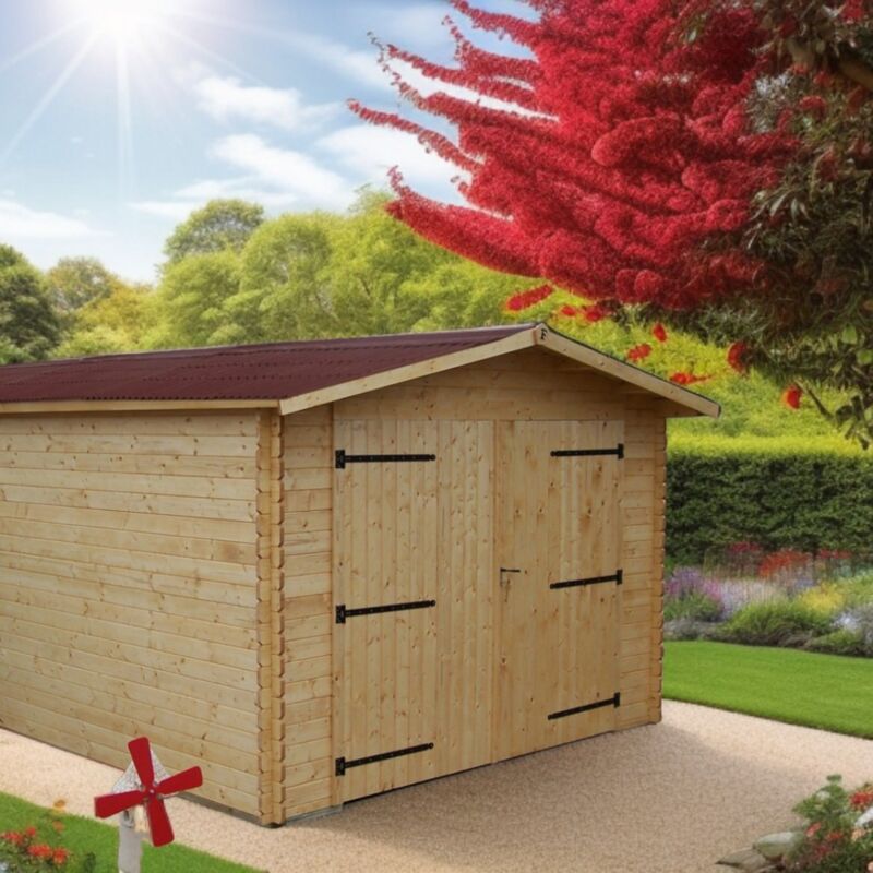Garage madriers massifs 28 mm / 17,19 m2 - Habrita