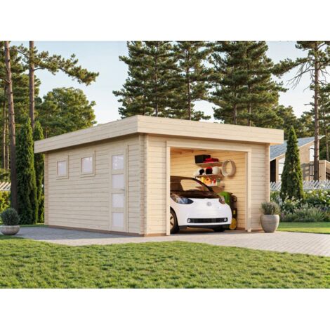 Garage en bois Rasmus 19,0 m2 kit Naturel