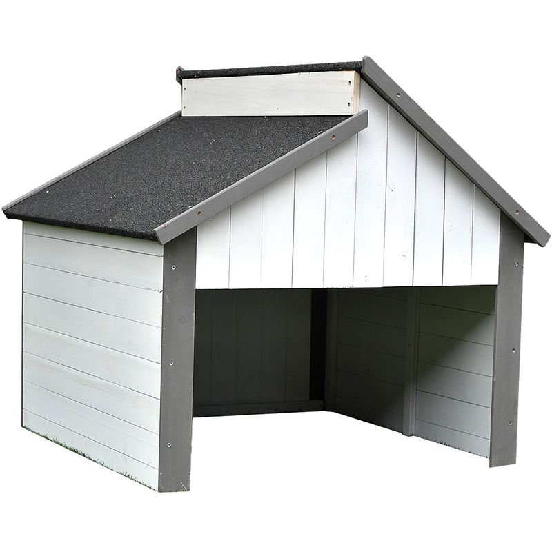 Mucola - Garage en bois Robot tondeur Garages gris/blanc Robot de jardin sur le toit Abri d'auto Tondeuse à gazon Protection contre les uv