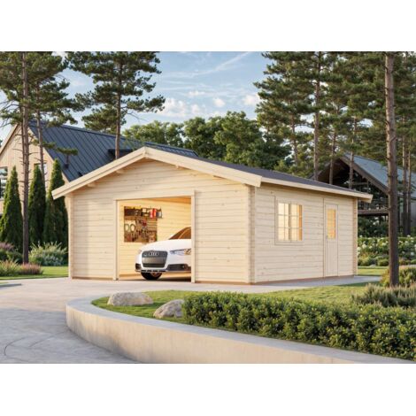 Garage en bois Roger 27,7 m2 kit Naturel