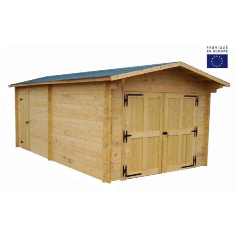 Garage en bois madrier 24.23 m²