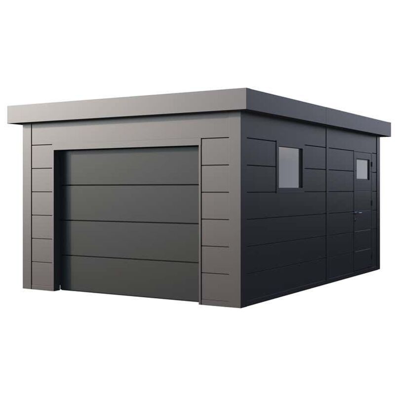 Telluria - Garage en métal 3654 anthracite 19,3m² Noir Galvanisé, 0,9 mm Épaisseur de paroi 358 x 538 cm