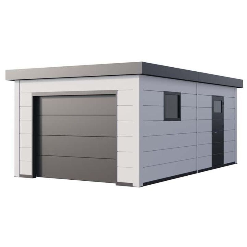 Telluria - Garage en métal 3664 anthracite avec blanc 22,5m² Blanc Galvanisé, 0,9 mm Épaisseur de paroi 358 x 628 cm